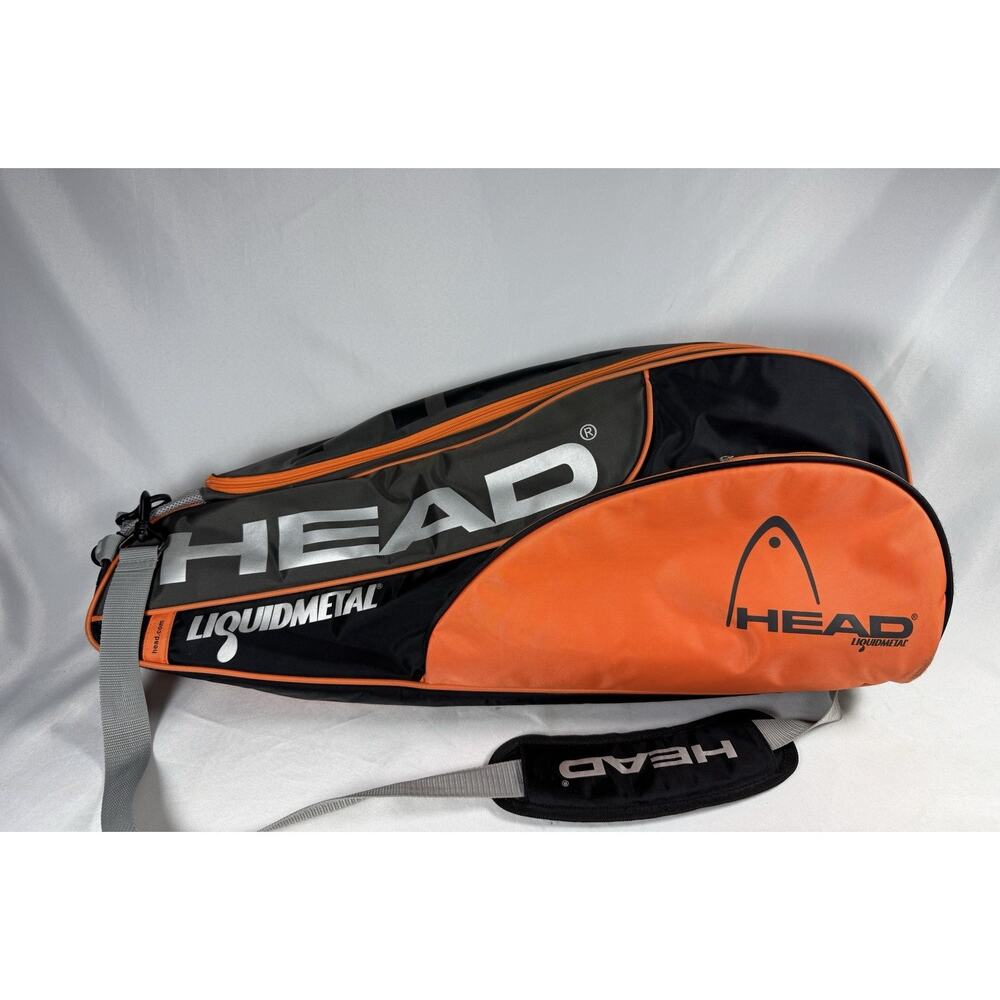 HEAD Liquidmetal Tennis Racquet Bag Black Orange 3 Racquet Carry Case EUC